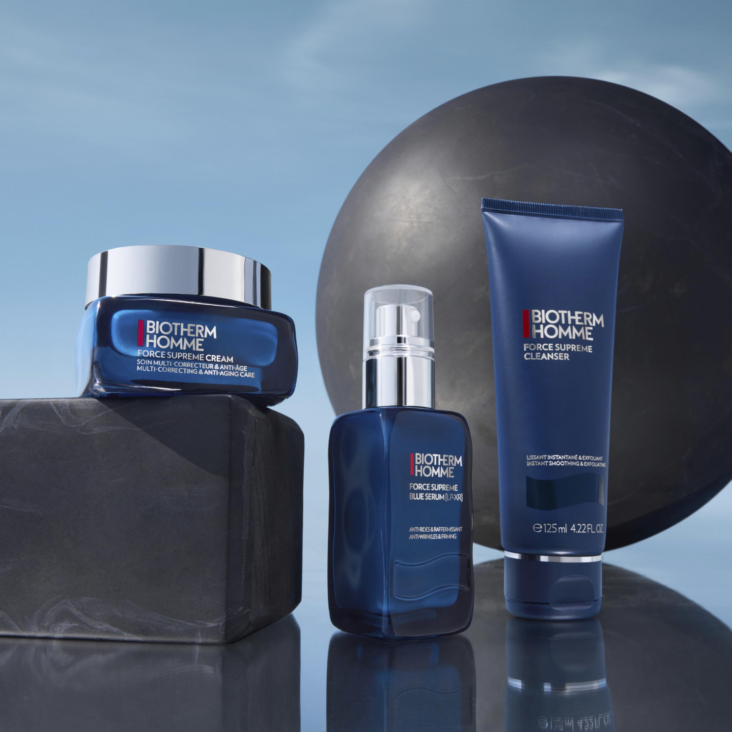 Biotherm Homme Force Supreme Blue Serum, revitalisierendes Anti Aging Gesichtsserum für die tägliche Gesichtspflege, Power-Kur für Männer