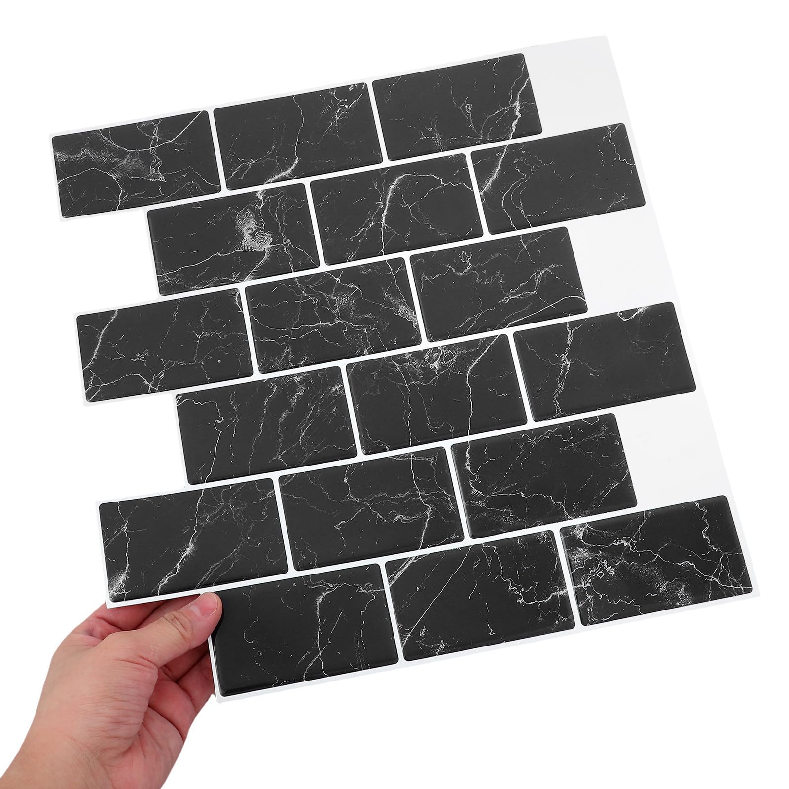 10 Pezzi Piastrelle Adesive per Cucina e Bagno 3d Effetto Mattone Nero, Impermeabili e Antimacchia in Poliuretano Adesivo Pet, Facili da Rimuovere senza Danni, per Pareti e Piani