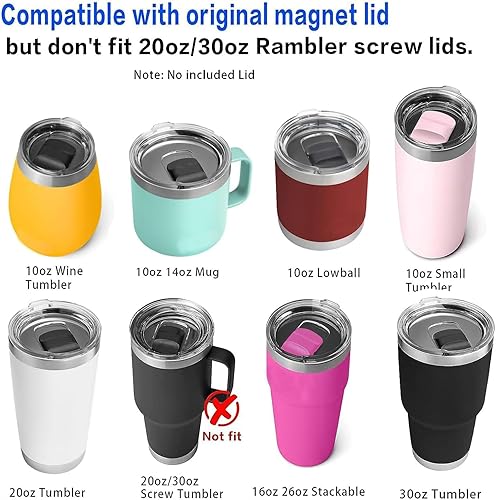 Miniatura 2 de Bloque de repuesto magnético deslizante, compatible con tapas YETI de 10 onzas, 14 onzas, 16 onzas, 20 onzas, 26 onzas, 30 onzas, negro (paquete de