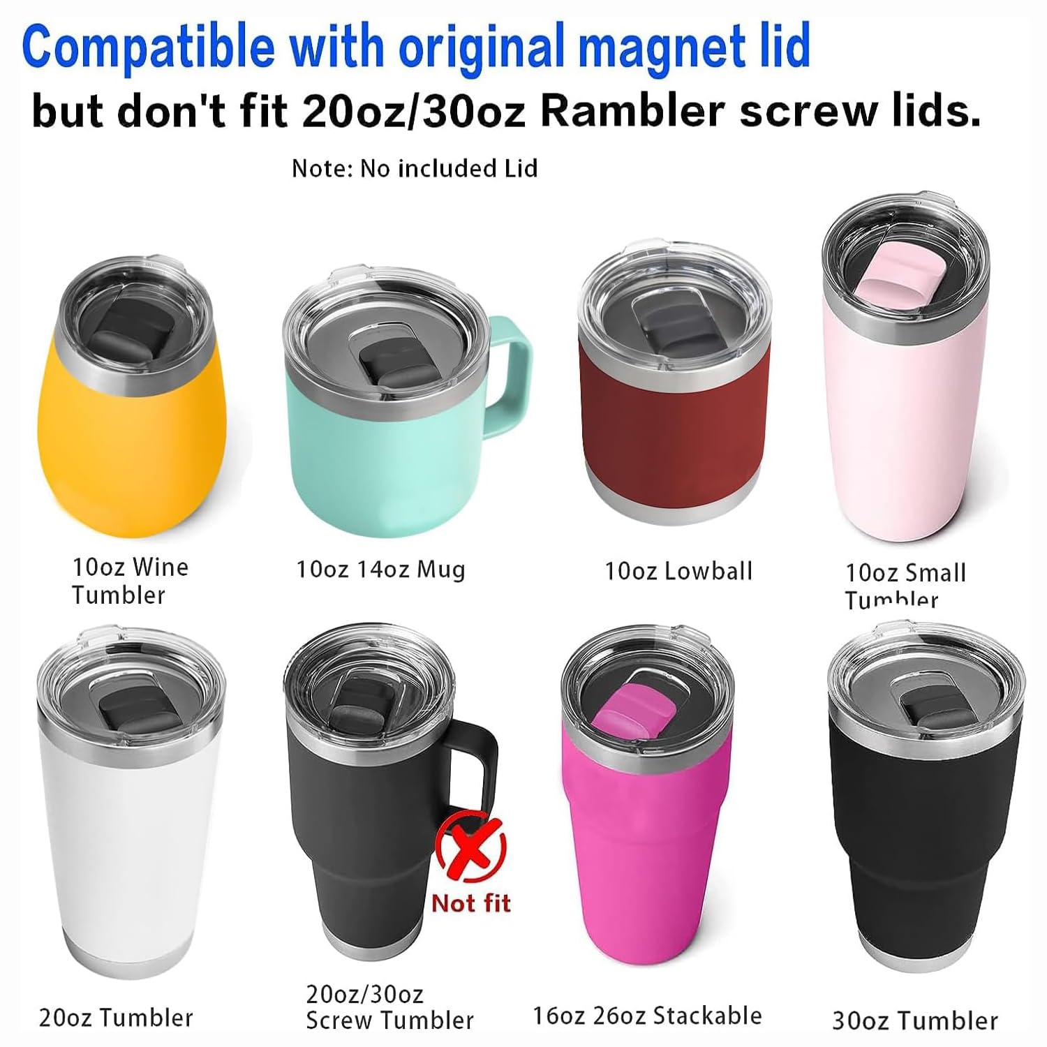 Magnetic Slider Replacement Block Fit Yeti Lids 10 oz, 14oz, 16 oz, 20 oz, 26 oz, 30 oz, [ Black 2 Pack]