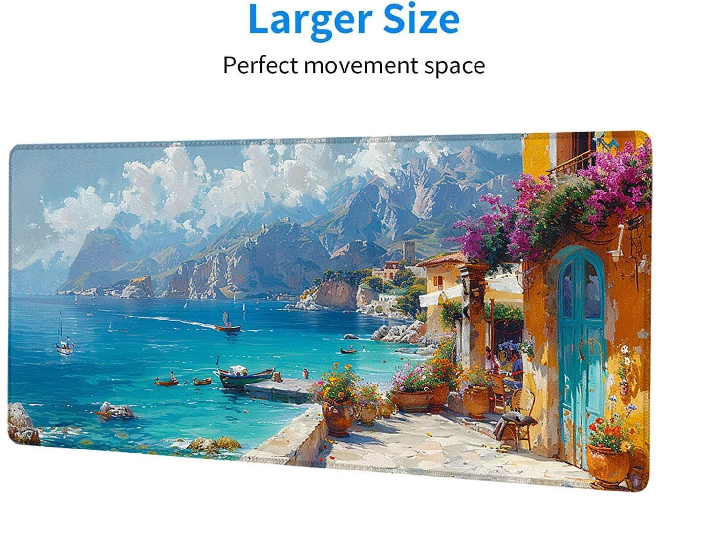 Podkładka pod mysz do gier niebieska rozszerzona podkładka pod mysz XXL 1200 x 600 x 3 mm, podkładka pod mysz z krajobrazem ze zszytymi krawędziami, zwiększona precyzja i szybkość gry pod mysz do