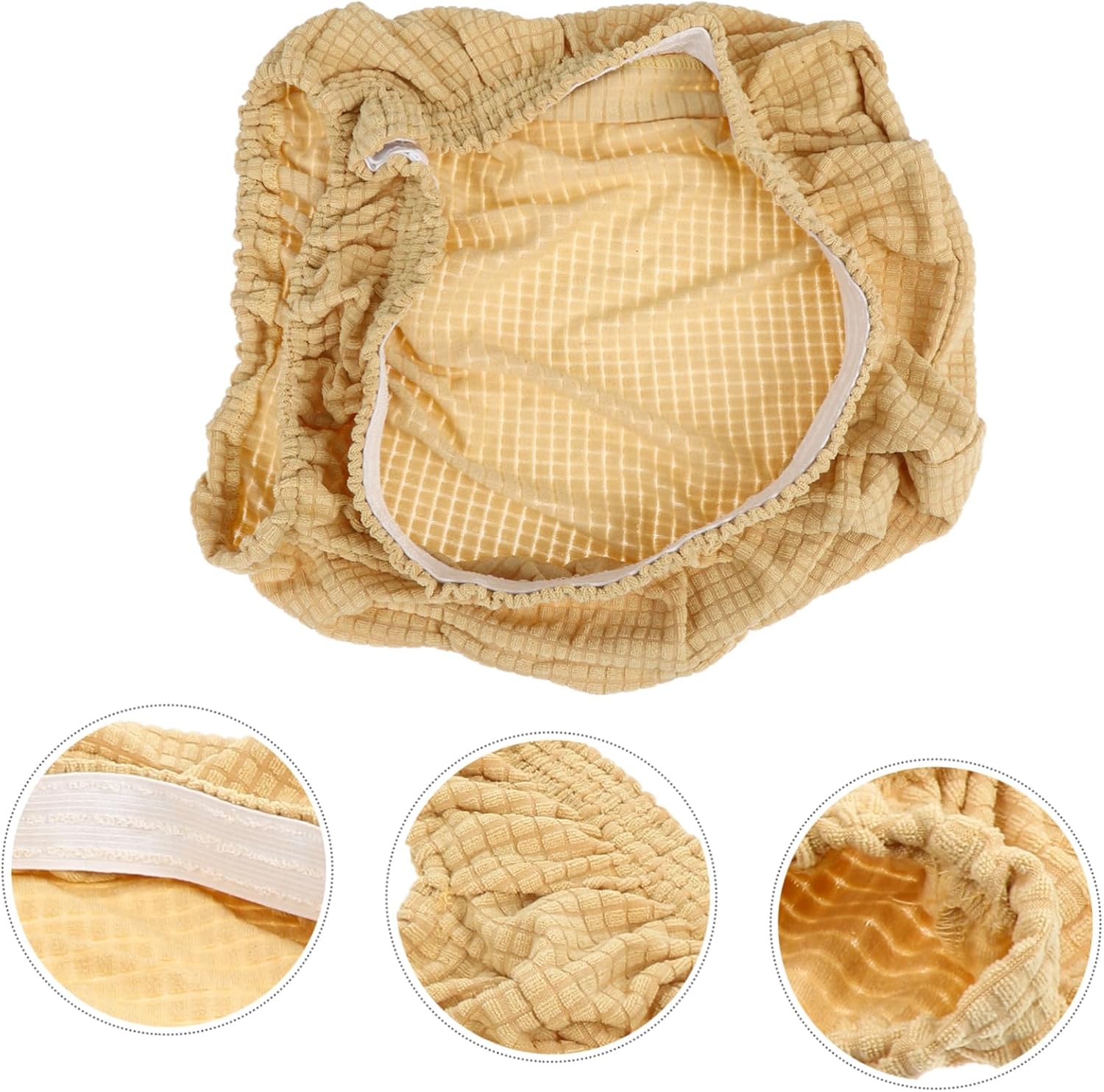 Dining Room Seat Covers 6pcs Elastic Cover for Chairs Beige Polyester Protector