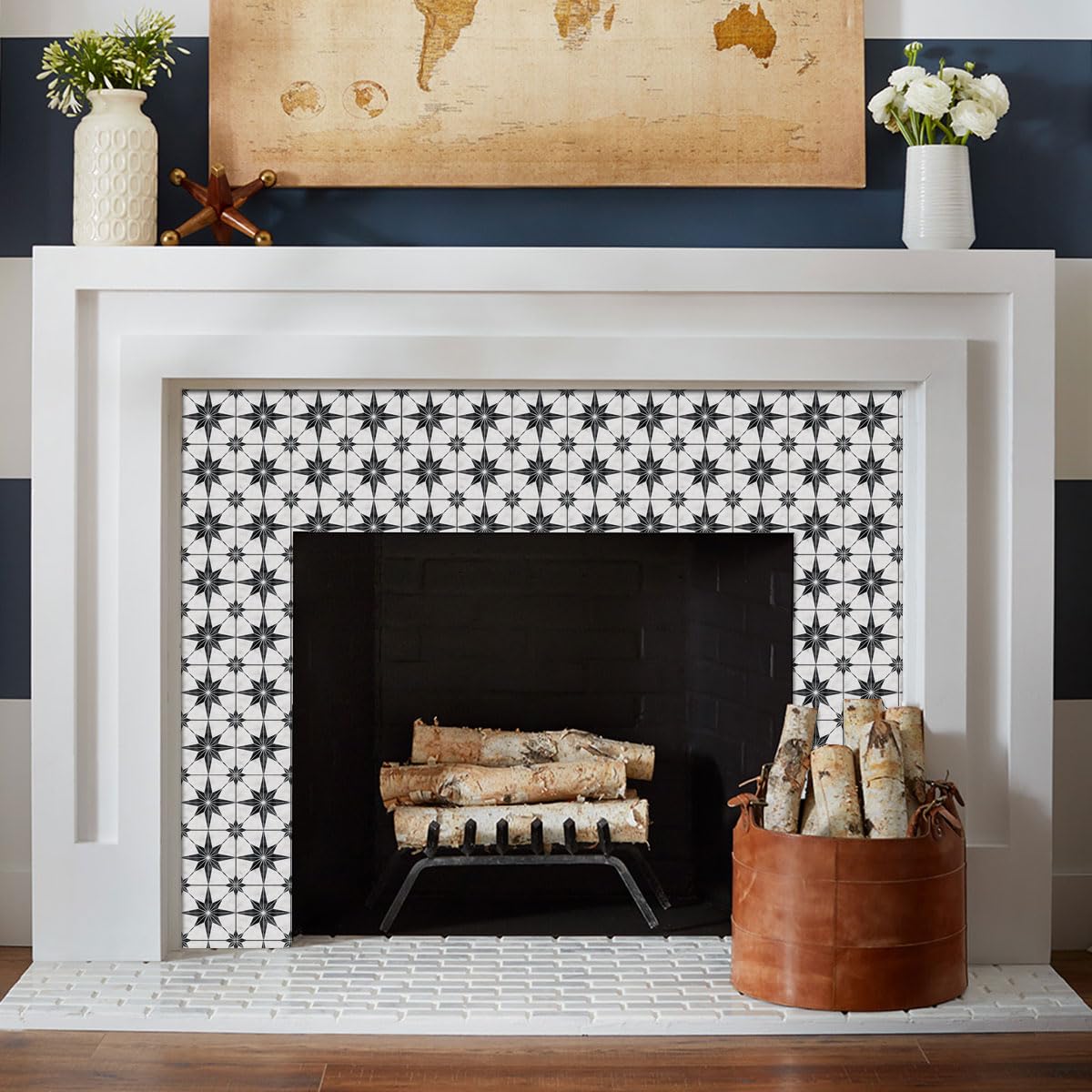 Starry Tile Stickers - Fireplace - Waterproof & Removable - Peel and Stick - Backsplash Tile Stickers (Grey Starry 4"X4") - Image 2