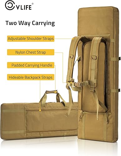 Miniatura 6 de CVLIFE Funda de rifle doble suave de 36 pulgadas y 42 pulgadas, bolsa táctica larga para almacenamiento y transporte de rifles, mochila para rifle,