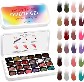 24 Colors Ombre Gel Nail Polish Set,Ombre Pigment for Nails,Gradient Painting Gel with 100Pcs Nail Sponges for 3D Gels Nail Art can be Painted in Salon or Home Use