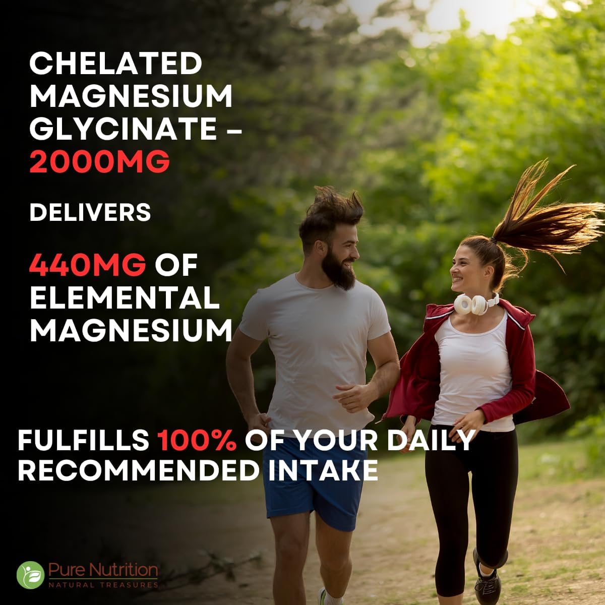 Pure Nutrition Chelated Magnesium Glycinate Supplement 2000mg - 60 Tablets | High Absorption Magnesium Supplements (Elemental 440mg) for Sleep, Cramps, Nerve Health, Relaxation, Bone & Joint Health — Amazon image 2