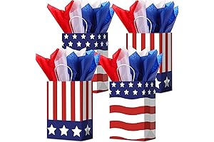16 Pack Red, White & Blue Patriotic Gift Bags