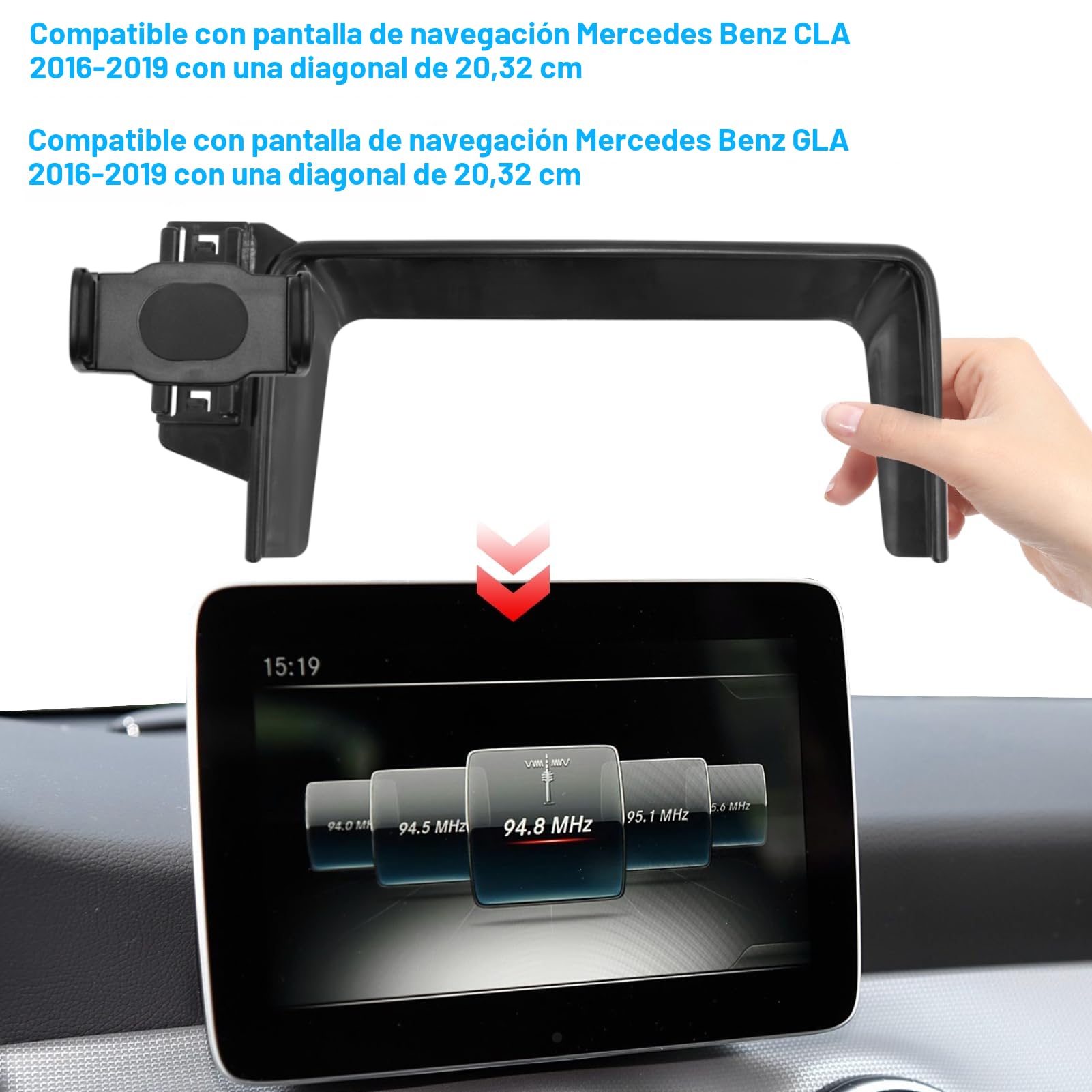 TTCR-II Compatible con 8-Inch Mercedes Benz CLA Soporte Teléfono Automóvil, Accesorio para CLA 2016-2019/GLA 2016-2019 Automóvil Soporte para 22,35CM Tablero 360°Giratorio Soporte para Teléfono