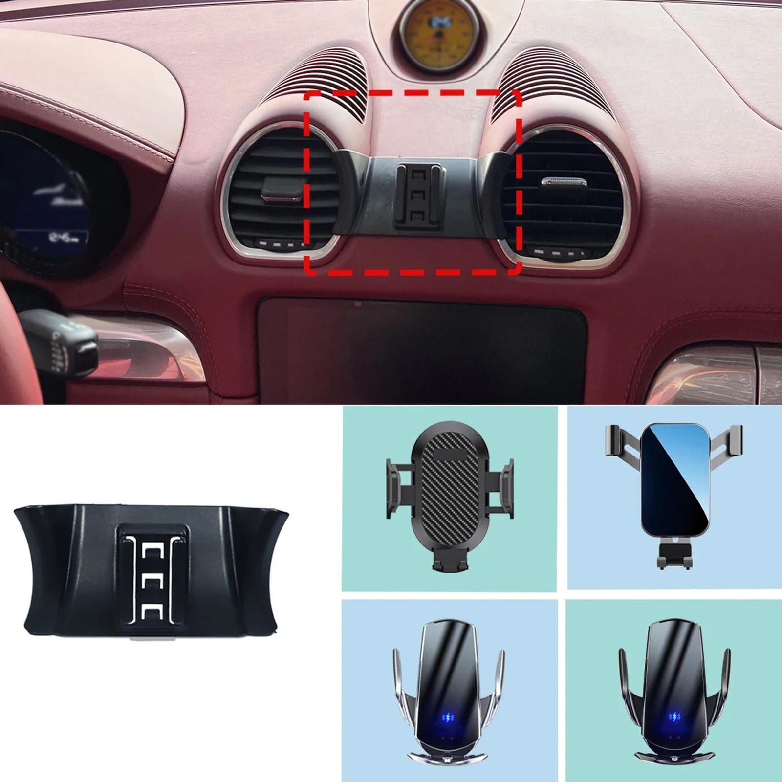 Uchwyt samochodowy dla Porsche 718 2016-2023, Uchwyt na telefon samochodowy