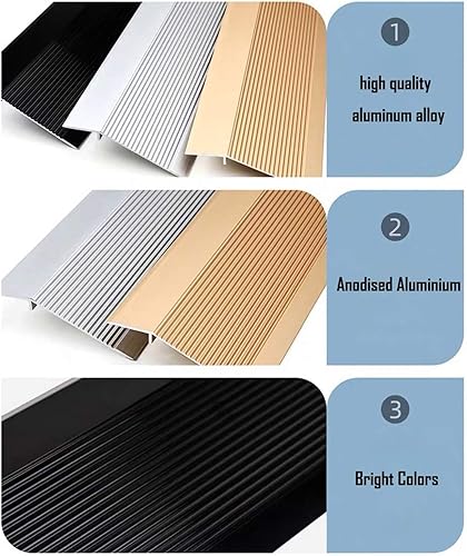 Miniatura 3 de Floor Edge Trim Threshold Stainless Steel Edge 1.5m Aluminum Alloy Drop Threshold Edge Threshold Height Strip Saddle Saddle Shape Bottom Transition
