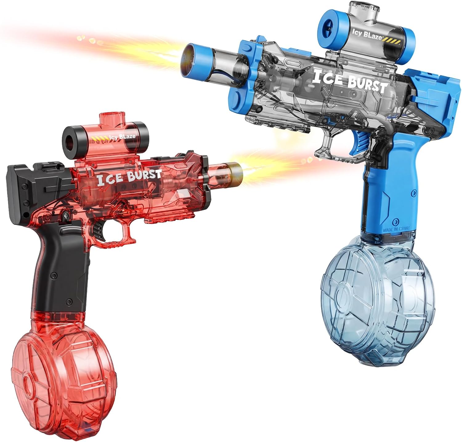 Electric Water Gun for Adults Kids, Automatic Water Guns 32FT Long Range, LED Light Watergun, Squirt Gun for Summer Outdoor Water Toys Pool Beach Party Water Blaster Gift for Boys Girls 1 Blue +1 Red