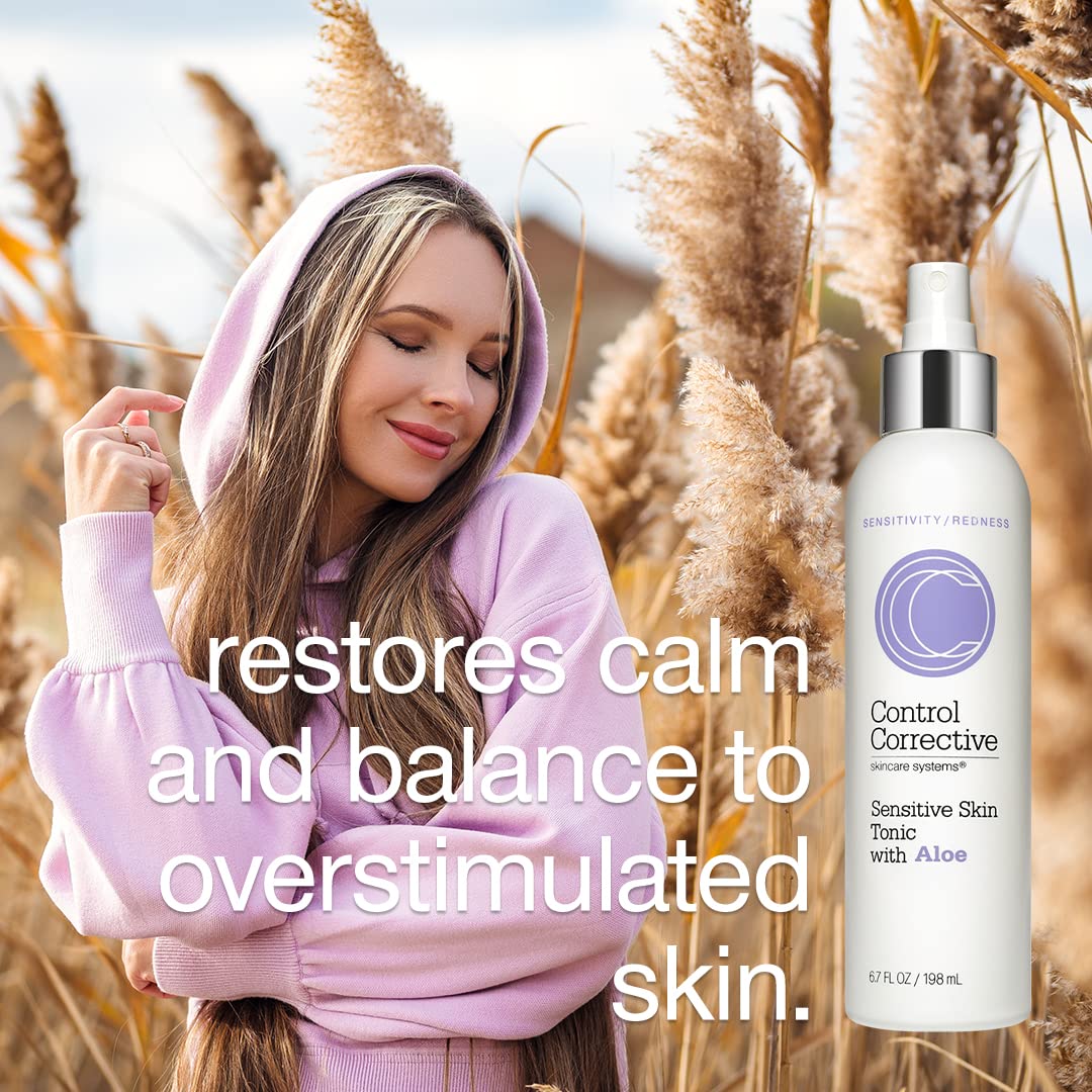 Control CORRECTIVESensitive Skin Tonic with Aloe, 6.7 Fl Oz - Calms Overstimulated Or Reddened Skin Types, Soothing & Sedating with Aloe Vera & Chamomile Extracts, Refreshing, Relaxing, Replenishing