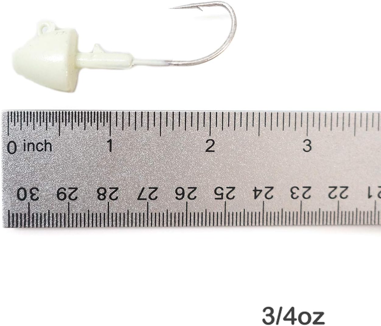 30pcs Fish WOW!® 3/4oz Shad Jighead Glow Bullet Jig Heads - Glow in The Dark