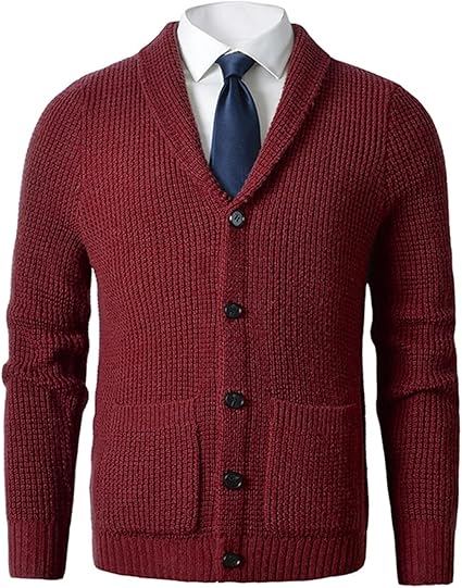 Amazon Co Jp メンズショールカラーカーディガンセータースリムフィットニットボタンアップポケット付きウールセーター Color B1 サイズ S ファッション