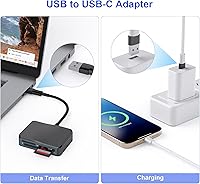 Vista 3 de Lector de tarjetas SD, 4 en 1 USB C a SD/TF/CF/MS lector de tarjetas con adaptador USB a USB C, lector de tarjetas de memoria para iPhone 17/16/15