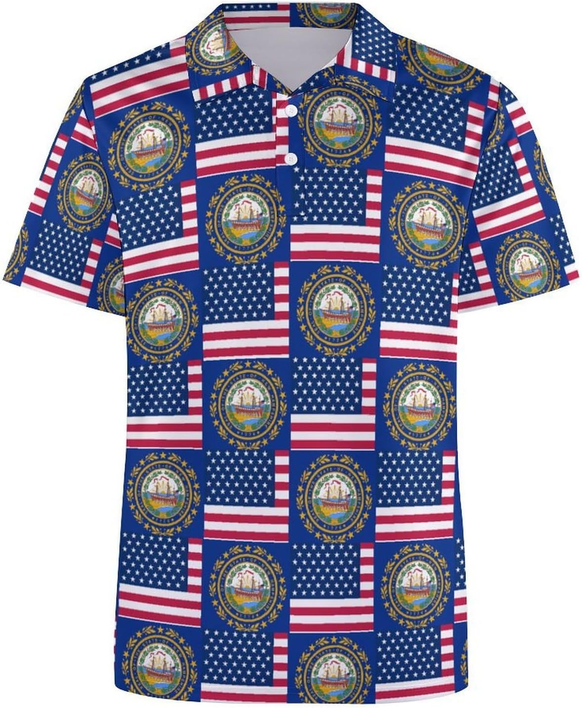 Flag of USA and New Hampshire Women's Golf Polo Shirts Short Sleeve Quick Dry Tennis Tops Casual Work Blouses