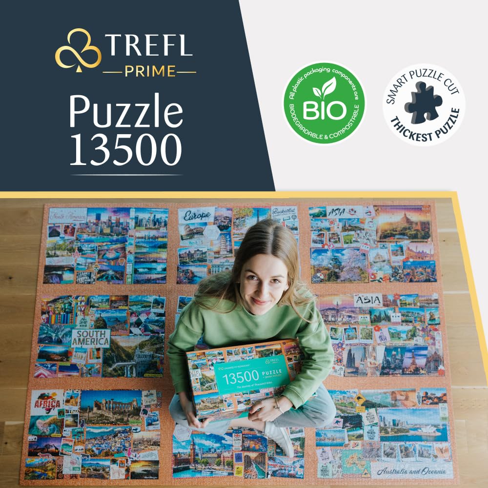 Trefl Prime - Puzzle UFT: The Journey of Thousand Miles - 13500 Elementów, Duża Układanka, Najgrubsza Tektura, BIO, Kolaż, Puzzle Podróżnicze, Kreatywna Rozrywka dla Dorosłych i Dzieci od 12 Lat
