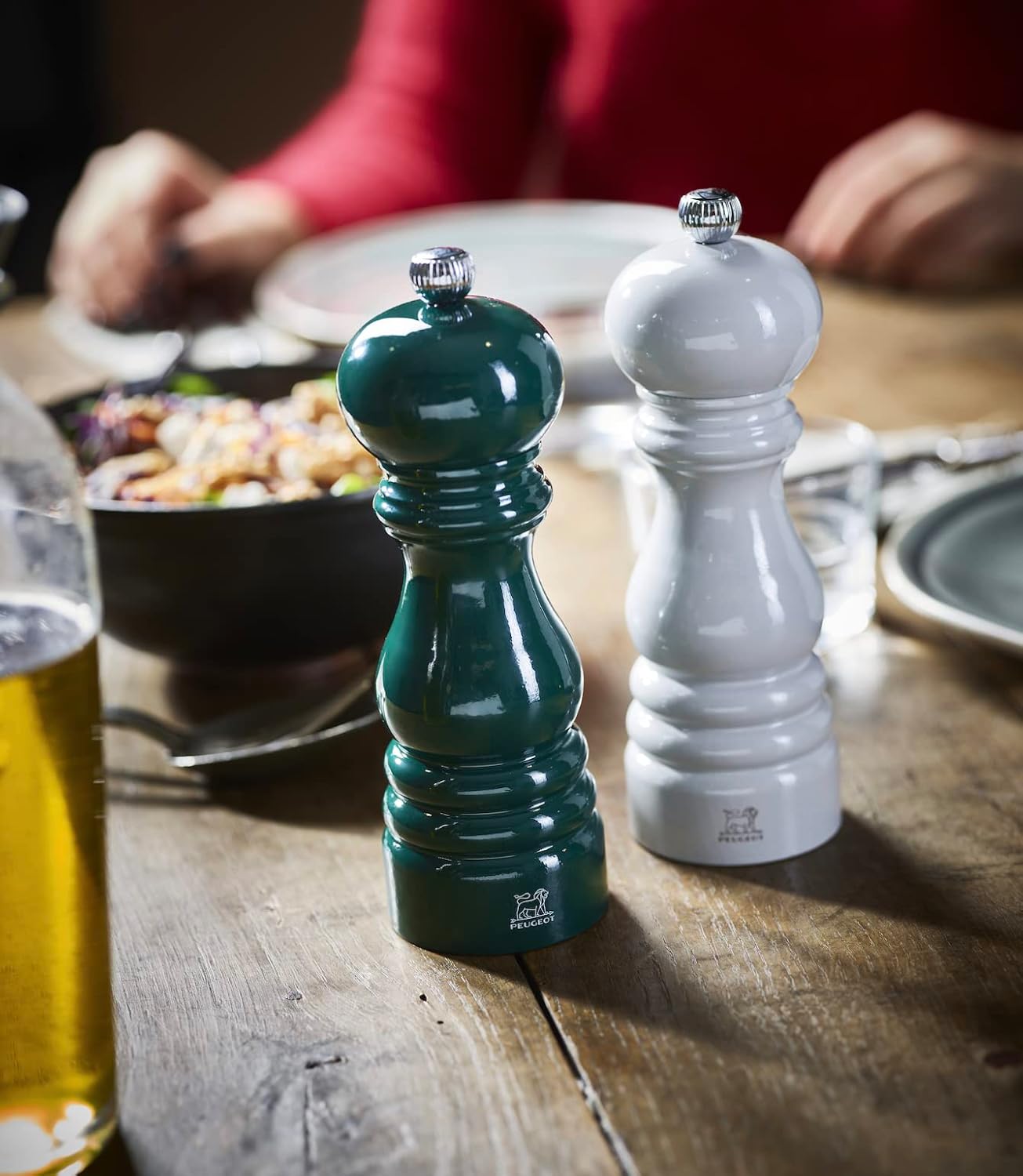 Manual Wooden Pepper Mill in Forest Green Gloss, 18cm - 7in.