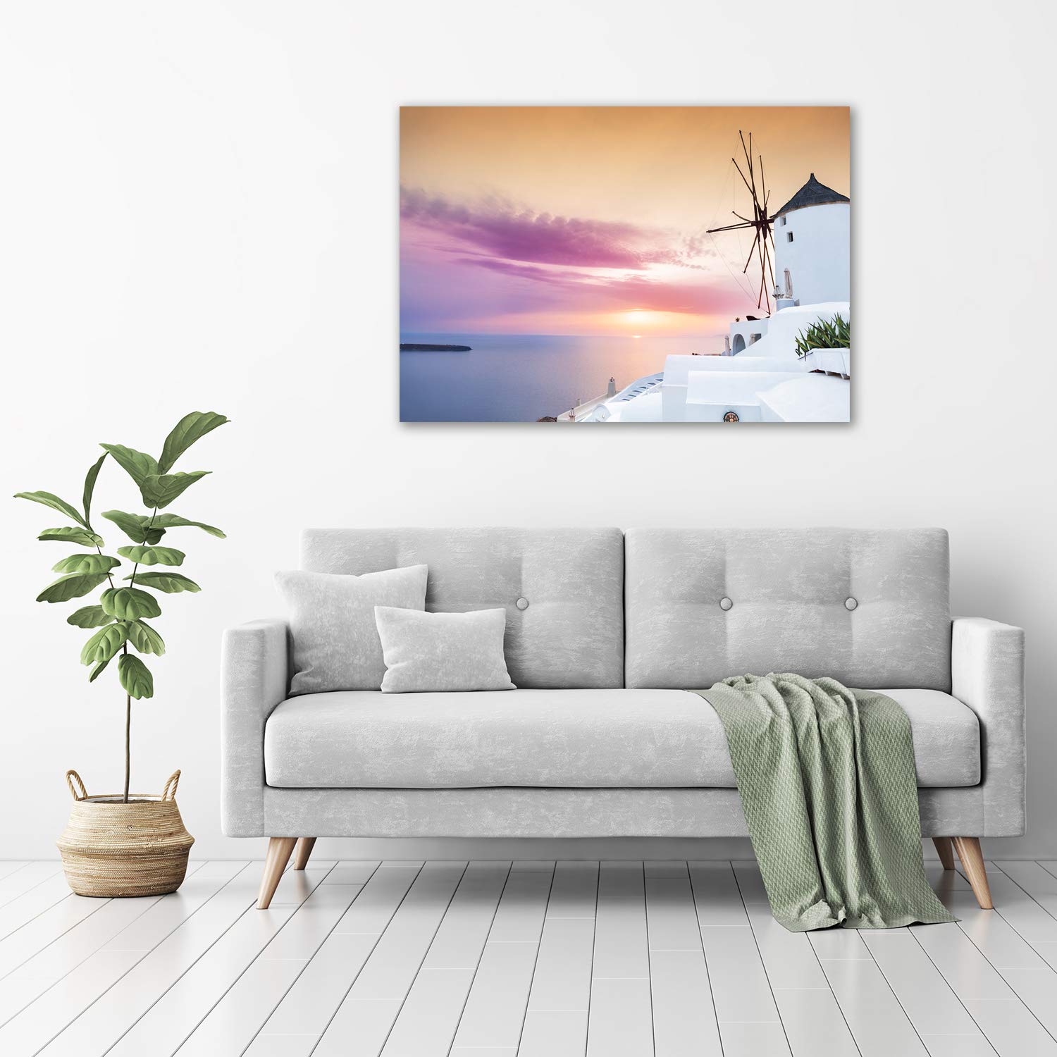 Tableau Sur Toile Imprimé 100x50cm - Paysage De Santorin, Grèce - Marque Tulup - Style Moderne - Neuf