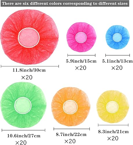 Miniatura 2 de Ruisita 120 fundas de plástico para platos de platos, reutilizables, elásticas, coloridas, para almacenamiento de alimentos, 6 colores translúcidos