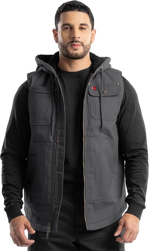 Men's Quilted Lined Vest With Hood