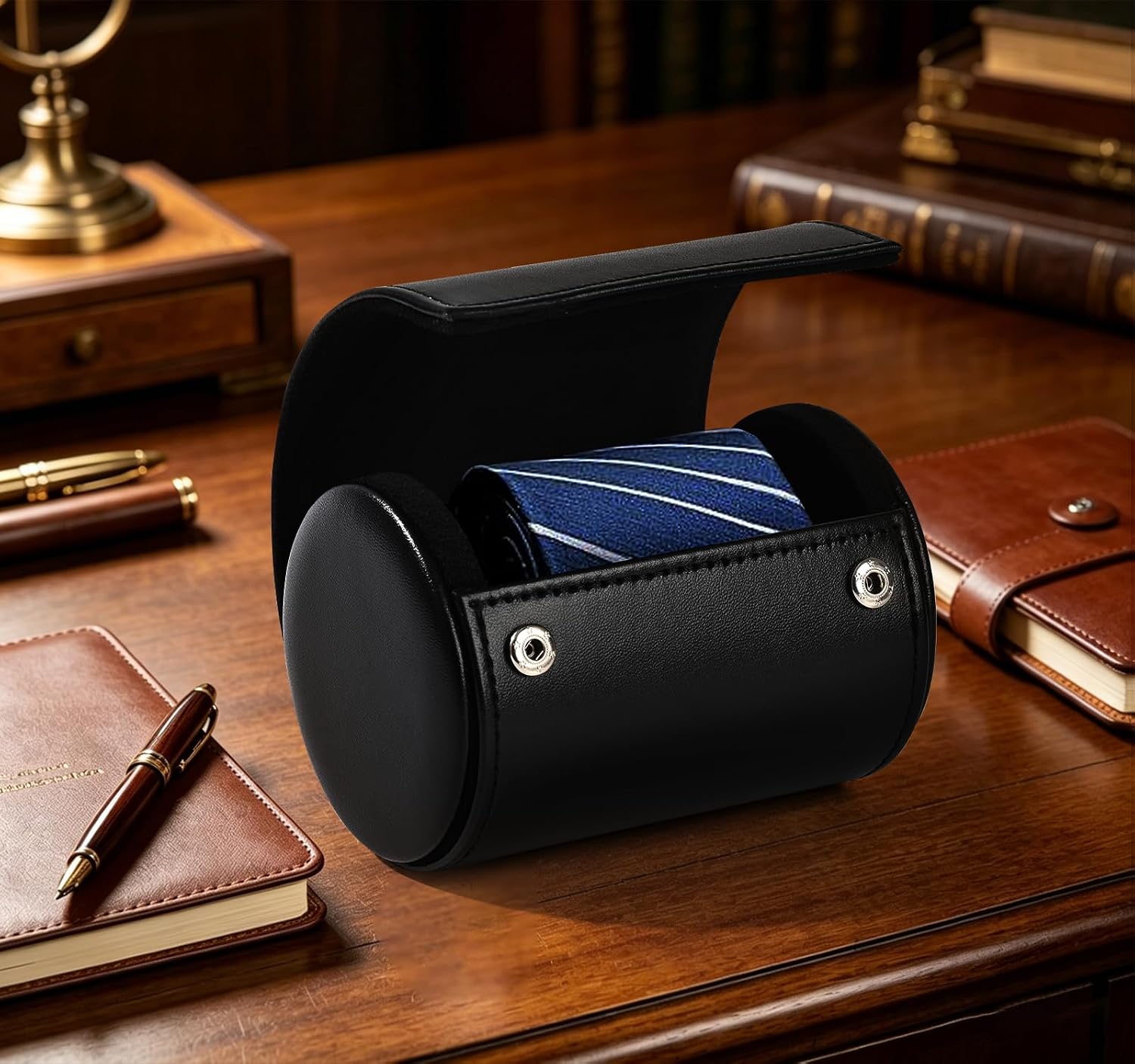 Tie Box Travel Case Men's Necktie Gift Box and Bow Tie Storage Travel Gift Box