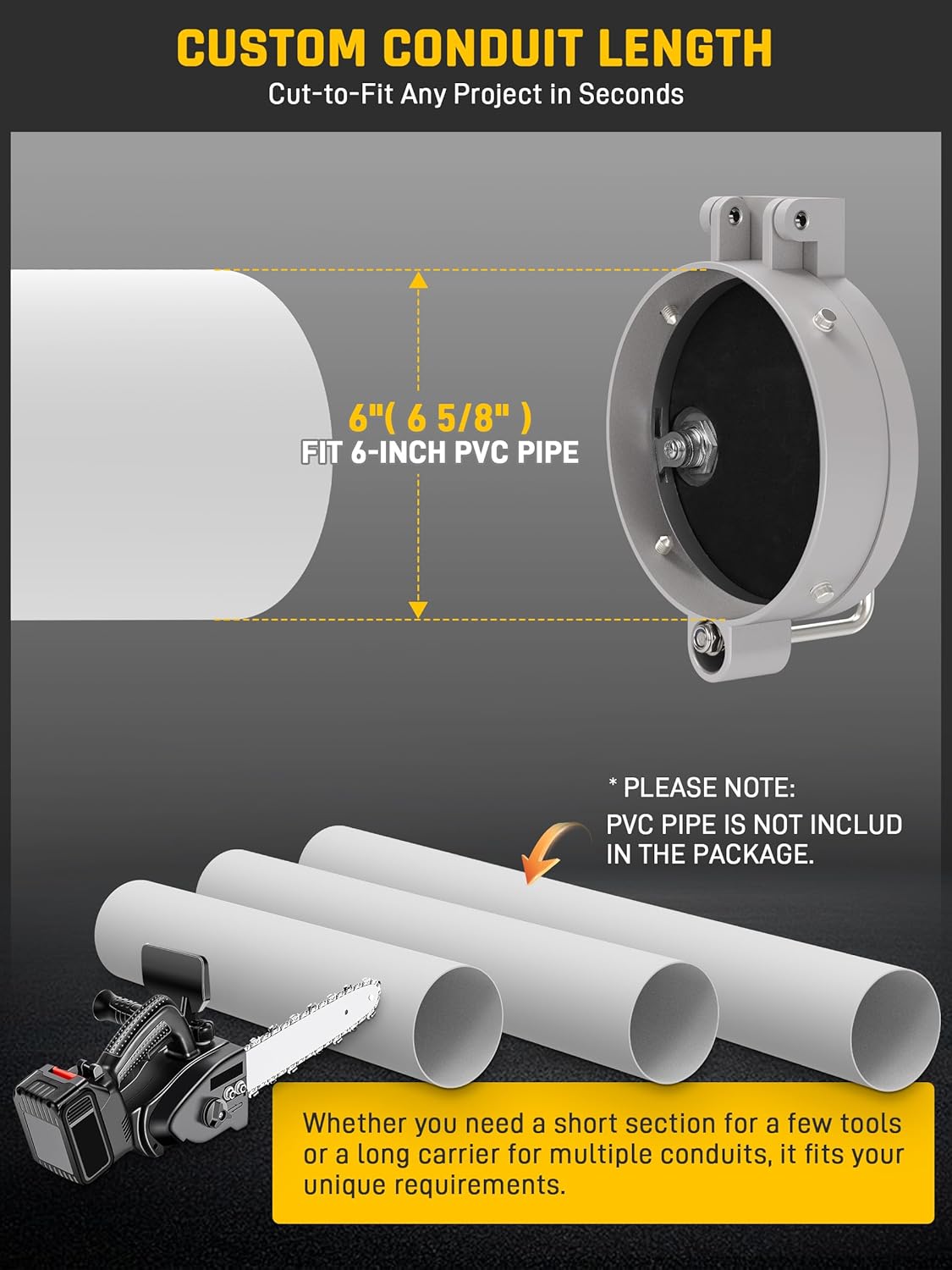 6" Conduit Carrier Kit, Aluminum Locking End Caps for 6 Inch PVC Pipe - Mounting Hardware Included, Spring-Loaded Latch, Weather-Resistant Door Gasket, No Drilling Required - Silver