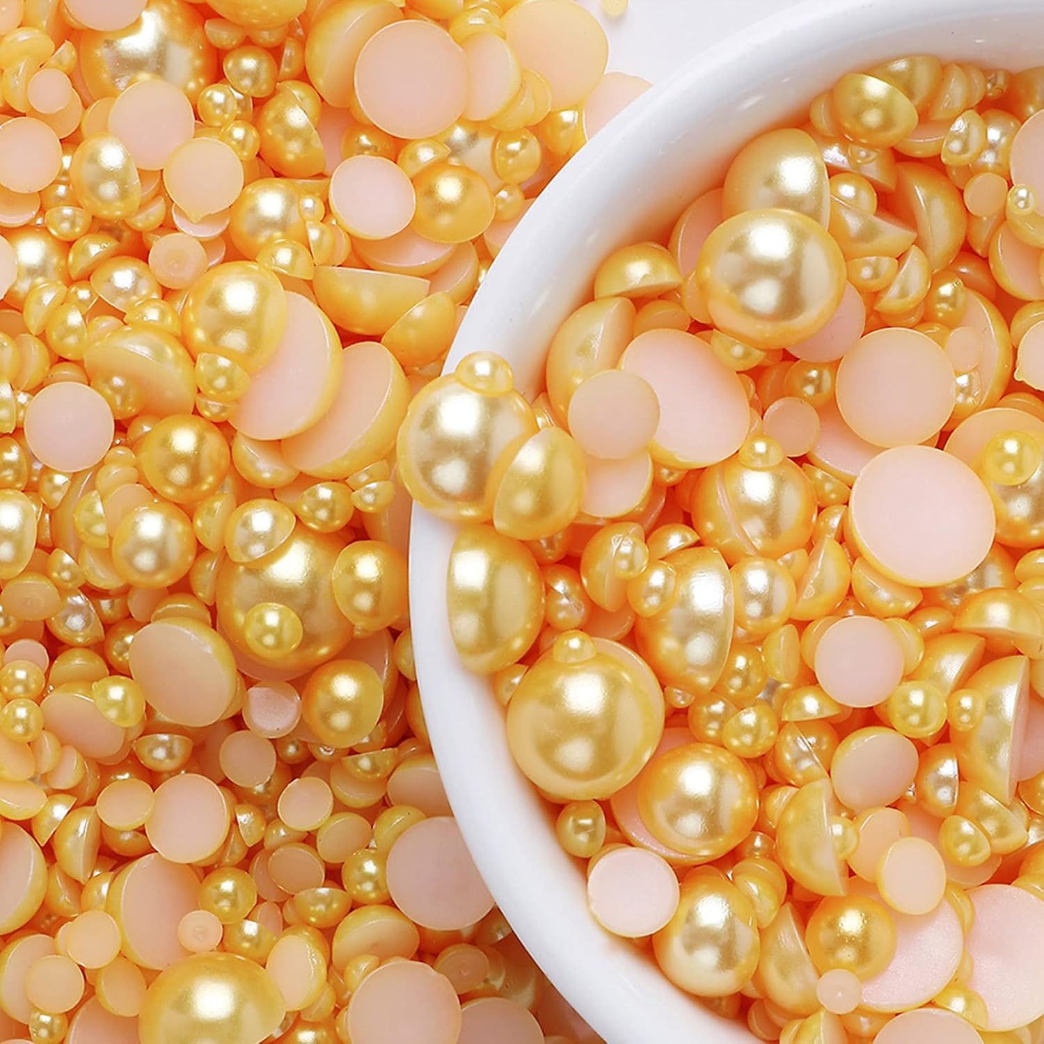 5600PCS Half Round Pearls Flatback Imitation Pearls for Crafts,7 Sizes for DIY Nails Art Crafting,Jewelry Making, Shoes,Cup,Phone Decoration (Gold) - Image 3