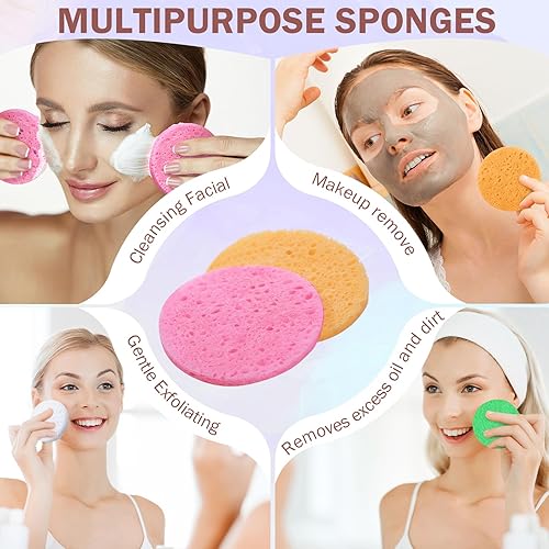 Miniatura 6 de 300 esponjas faciales comprimidas, esponjas faciales naturales para limpieza, almohadillas exfoliantes faciales desechables para esteticistas