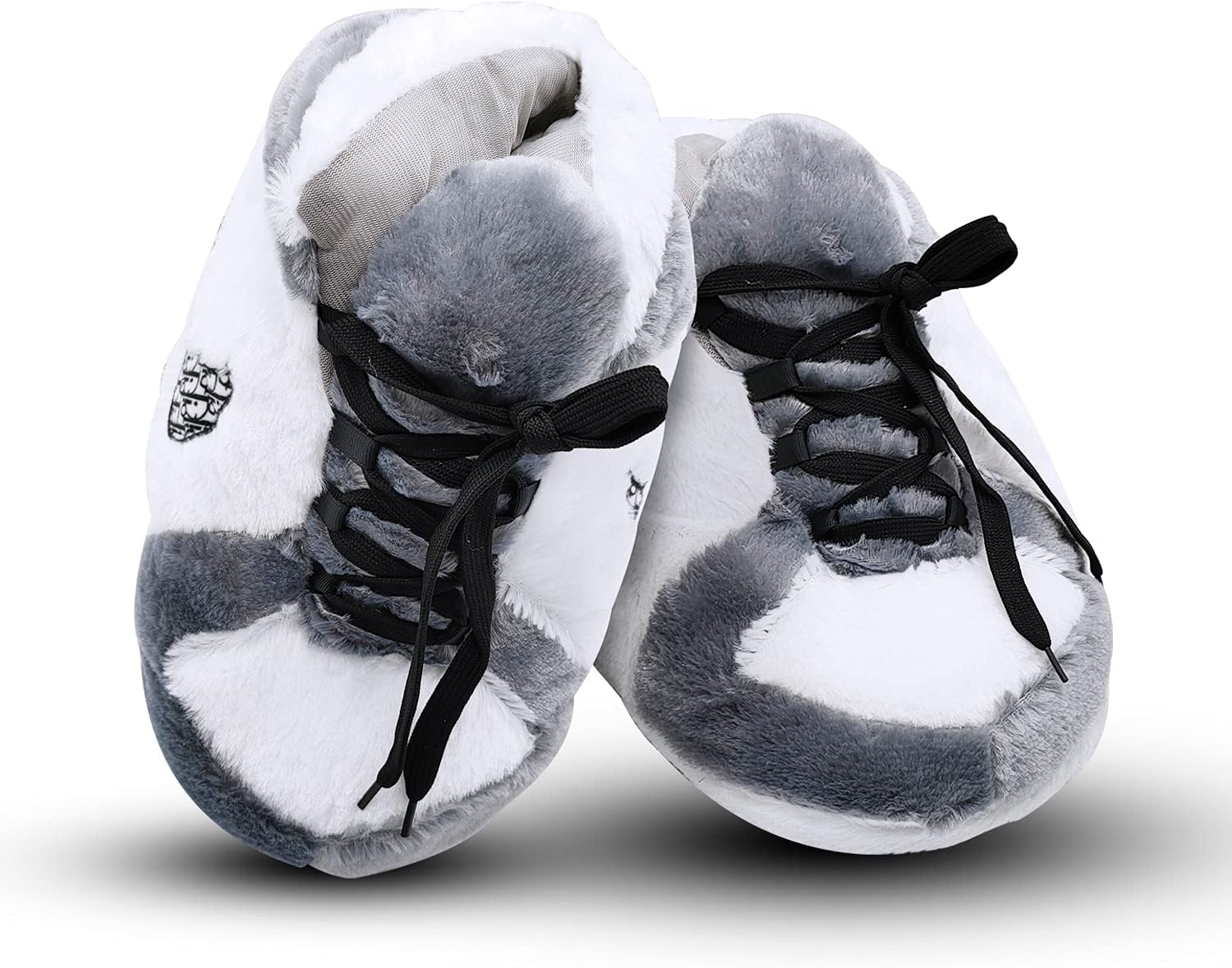 Sneaker Slippers Comfy, and Trendy Sneakers for Men, Pure Polyester Womens Sneakers | Fluffy Slippers with Standard Shoes Size that Fits All (White & Grey)
