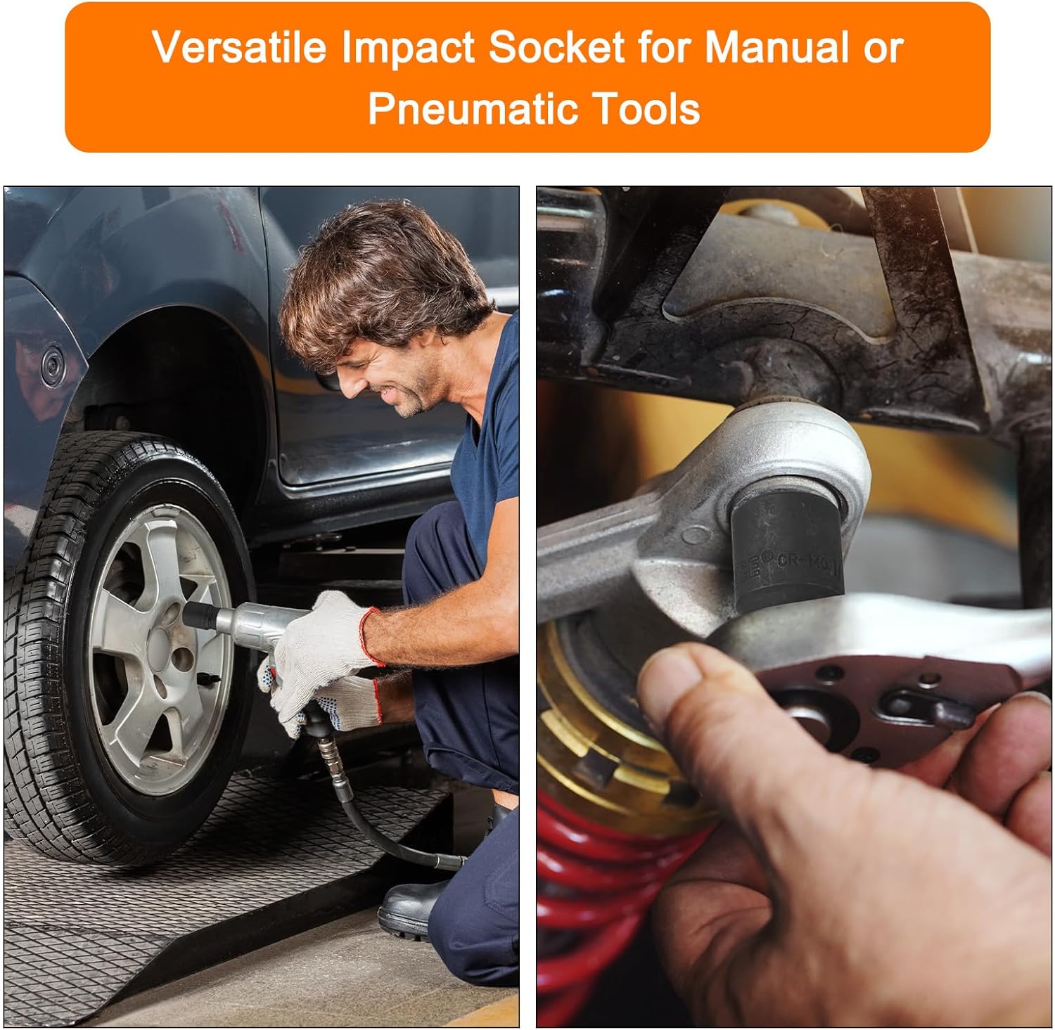 uxcell 5/8 Inch SAE Deep Impact Socket 1/2 Inch Drive 6 Point Design CR-MO Steel Nut Impact Grade Socket for Auto Repair