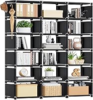 Mavivegue 18-Cube Extra Large DIY Bookcase - Black Cube Storage Organizer Shelf for Bedroom, Living Room, Office