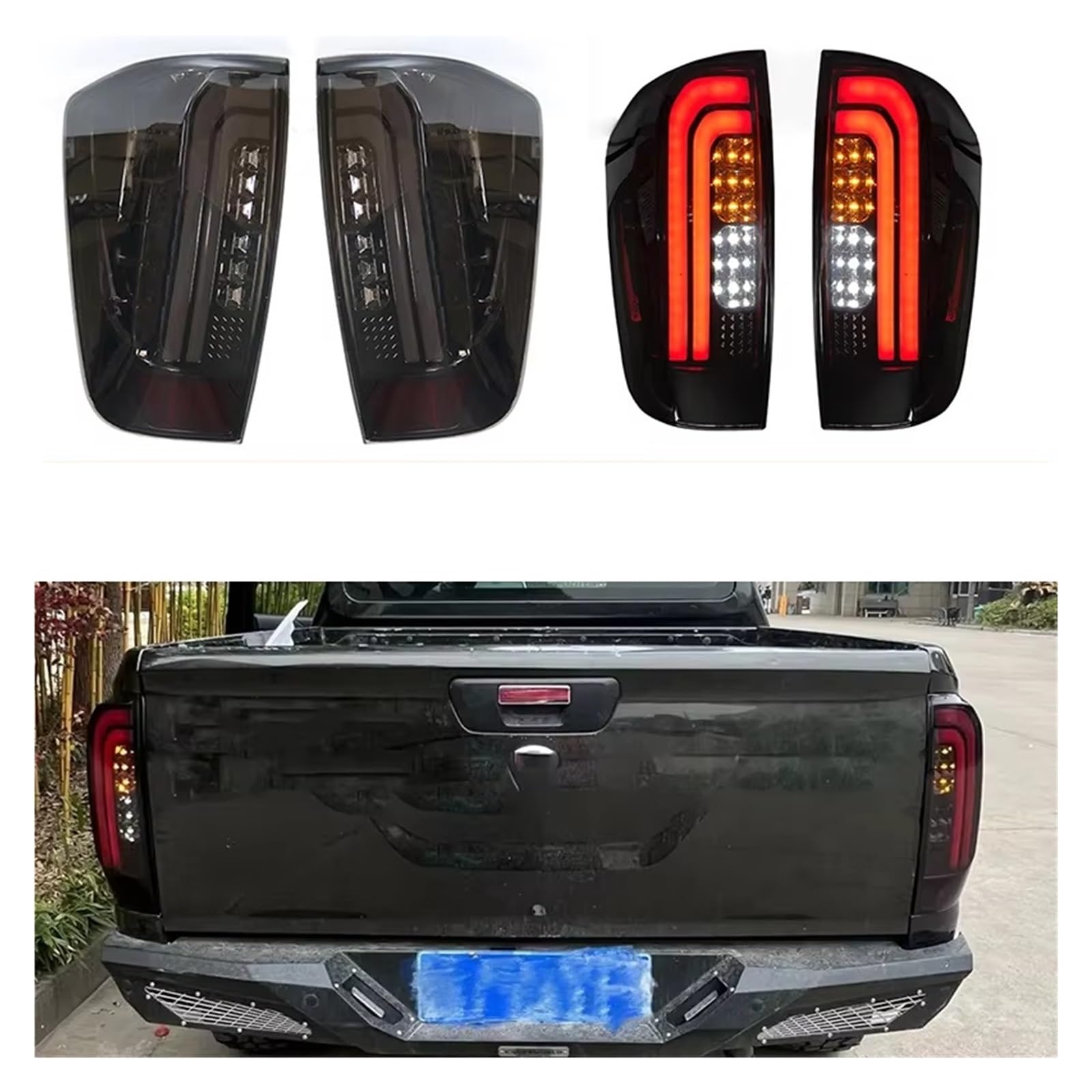 Luz Trasera Par de Luces traseras LED Izquierda y Derecha para Nissan para Navara Np300 2015 2016 2017 2018-2021 Luz Trasera de Freno Lámpara de automóvil Pilotos Traseros