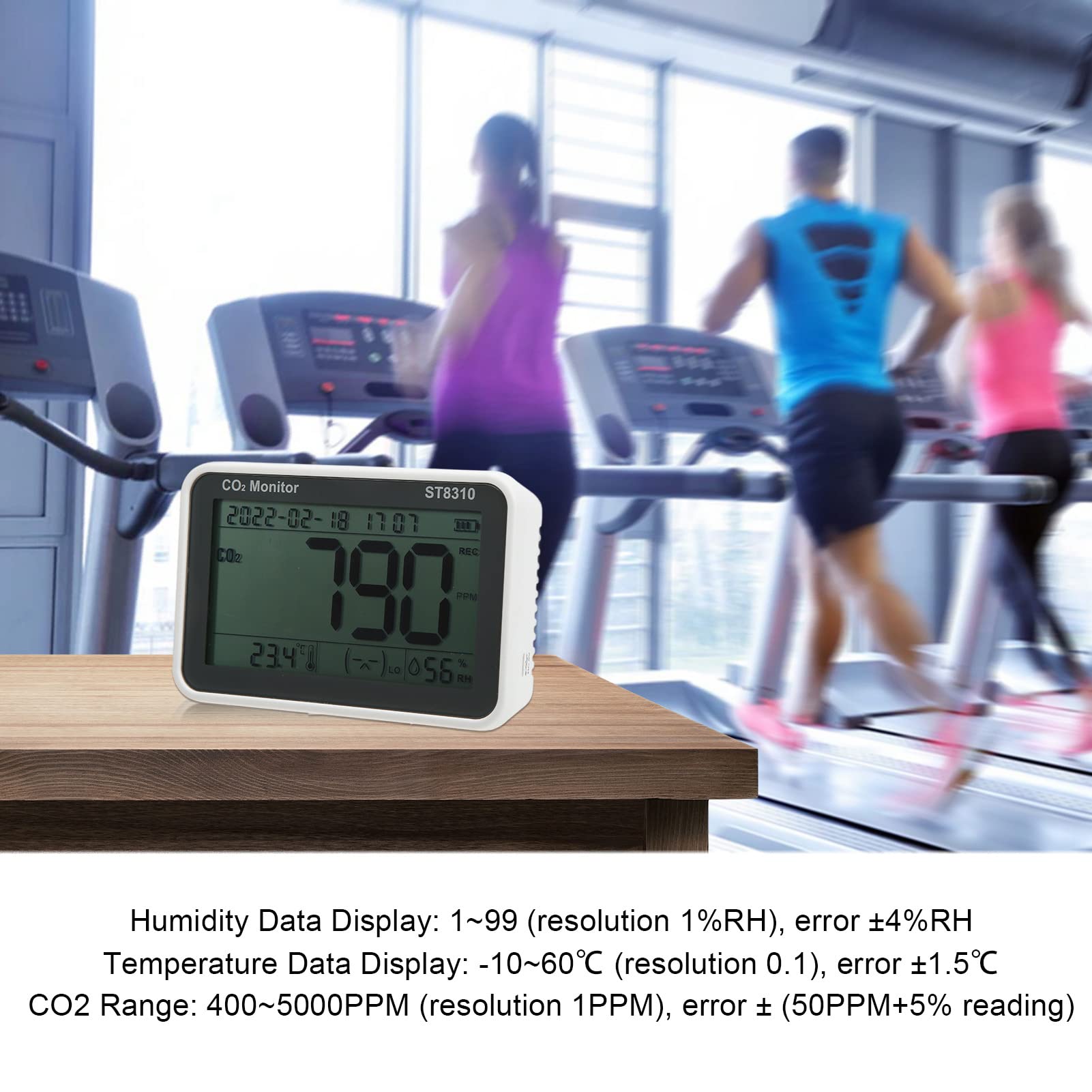 Hyuduo Monitor de Calidad del Aire Detector LCD de CO2 con Probador de Temperatura y Humedad ST8310 Monitor de Dióxido de Carbono Pantalla en Tiempo Real para Oficina, Dormitorio, Sala de Estar,