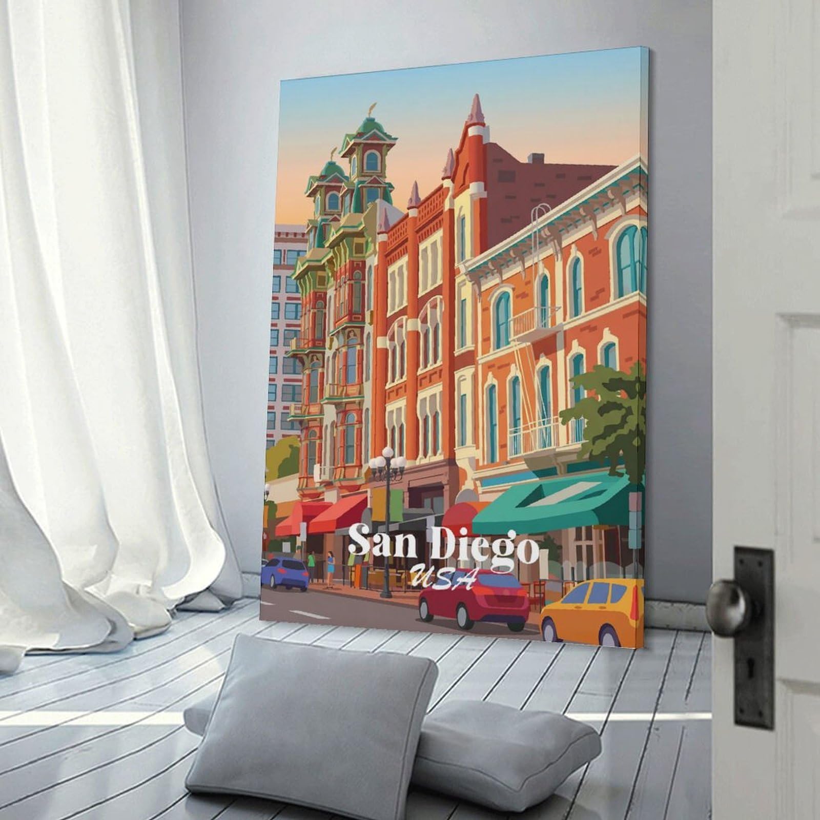 Junmoney San Diego USA Room Decor Wall Art, 20x30inch(50x75cm), for Gallery Wall Decor And Room Displays, Decorative Artwork with Flexible Styling