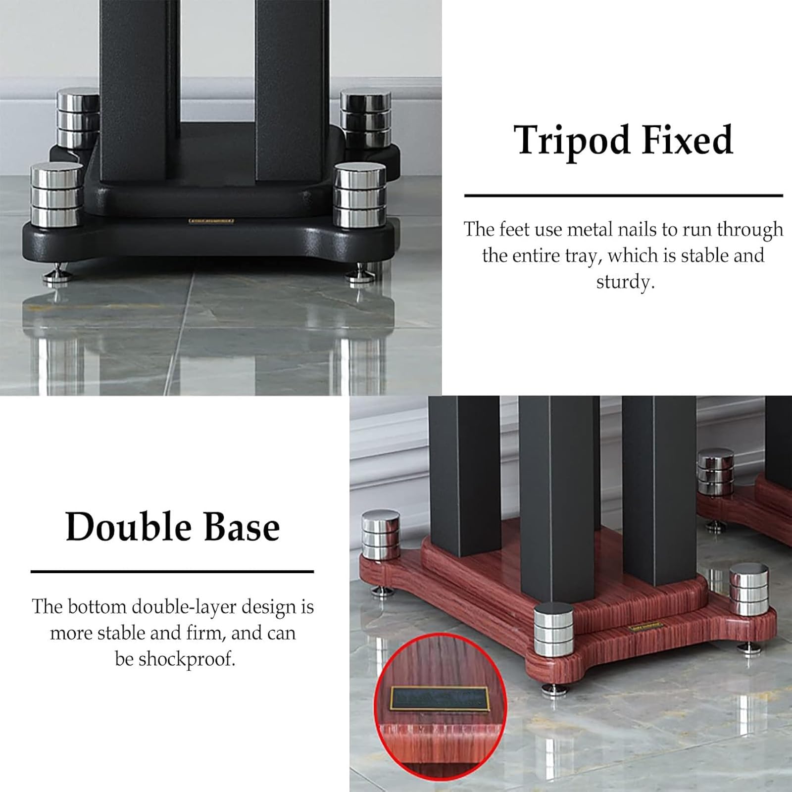 Coppia di Supporti Robusti per Diffusori da Scaffale Bookshelf, Supporti da Pavimento per Diffusori Surround e Satelliti Home Theater/Studio,A,22×28×30cm
