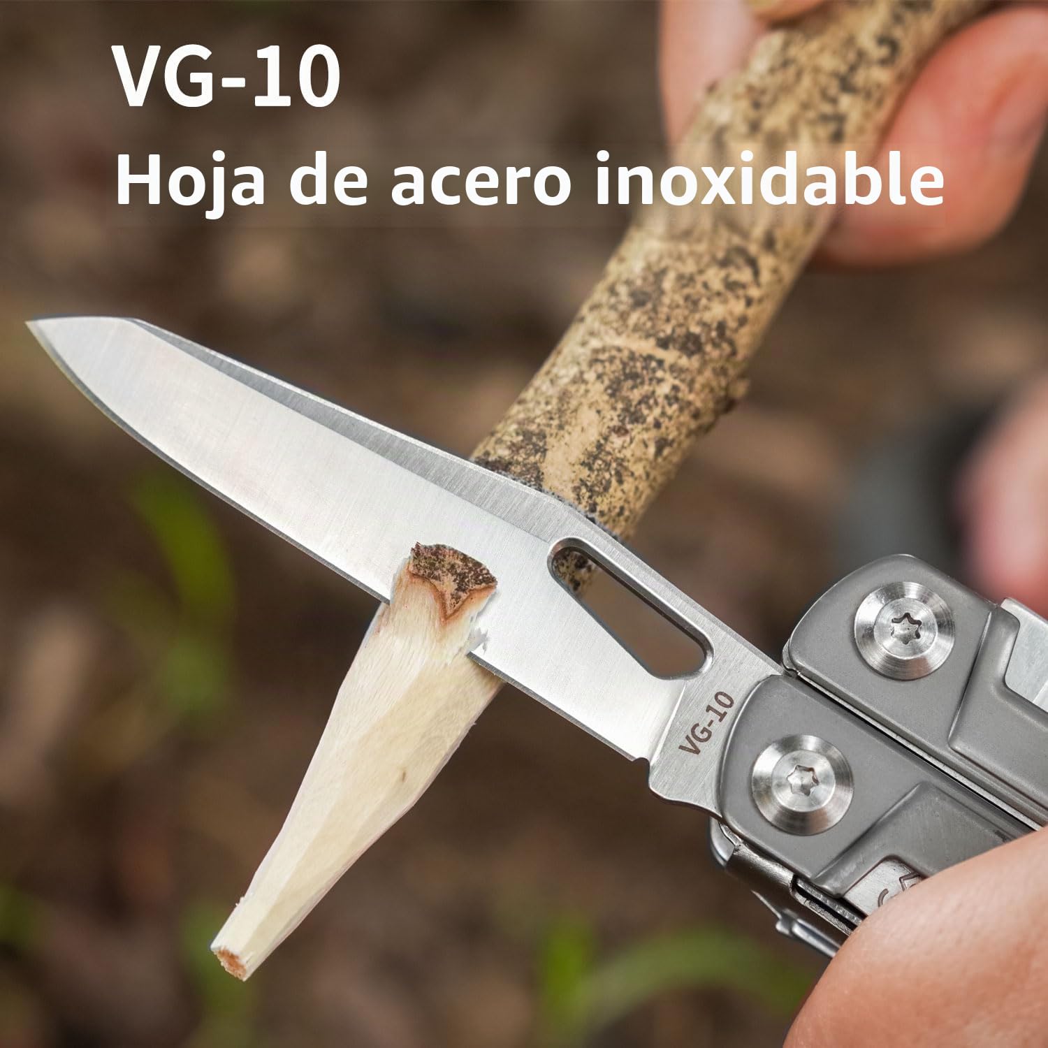 ROCKTOL Alicates multiherramienta, cuchillo de bolsillo multiherramienta EDC VG10, multiherramienta 27 en 1 con mango chapado en titanio, destornillador de precisión, buen gancho para caza, mochilero