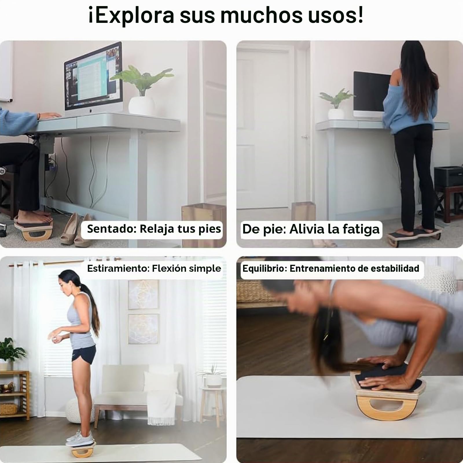 StrongTek,Reposapiés para debajo del escritorio, taburete,madera natural, superficie antideslizante, trabajo y oficina para uso en PC,Compacto (350LB capacidad)