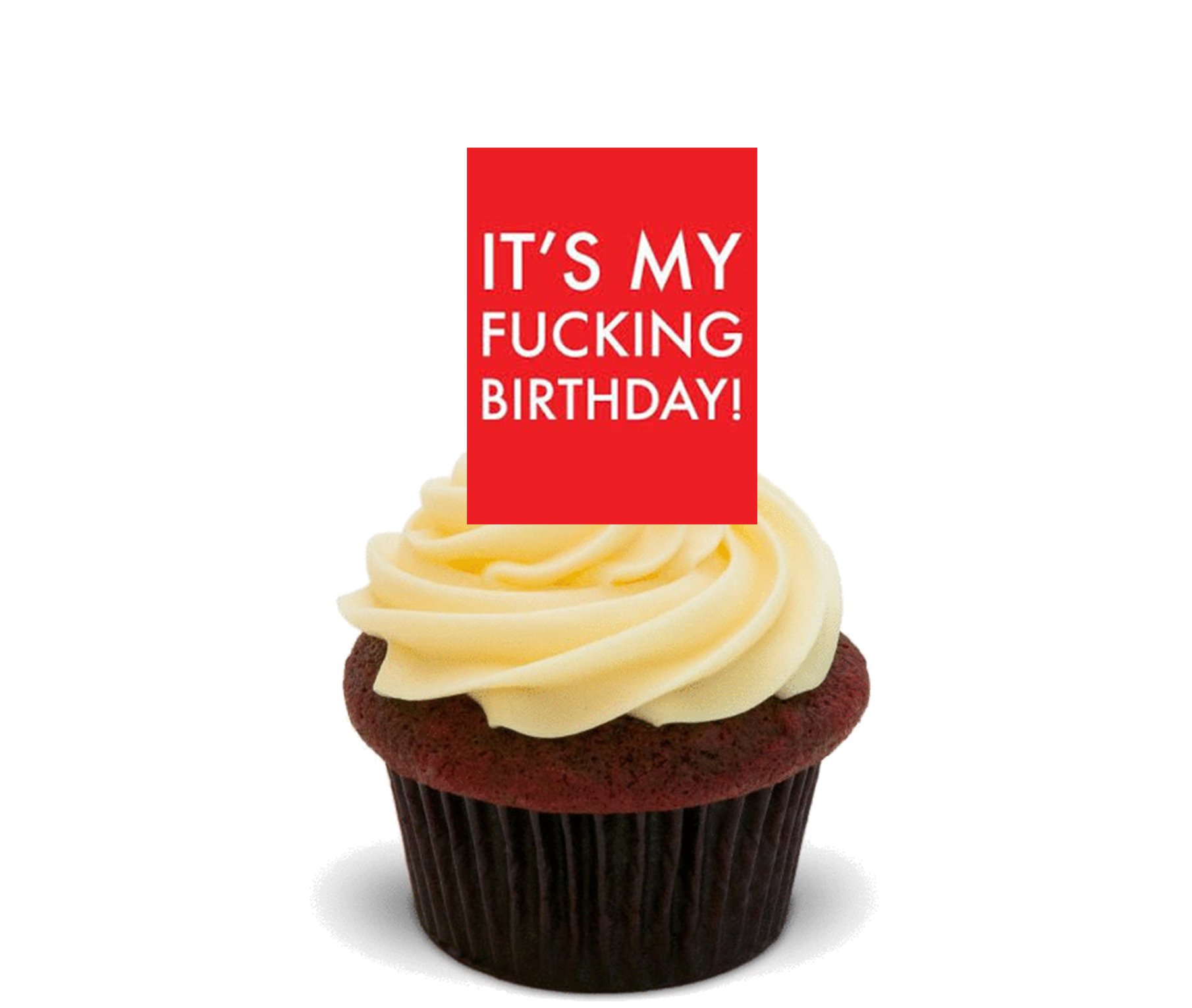 Made4You It's My Fucking Birthday, Funny/Rude Edible Cupcake Toppers - Stand-up Wafer Cake Decorations (Pack of 12)