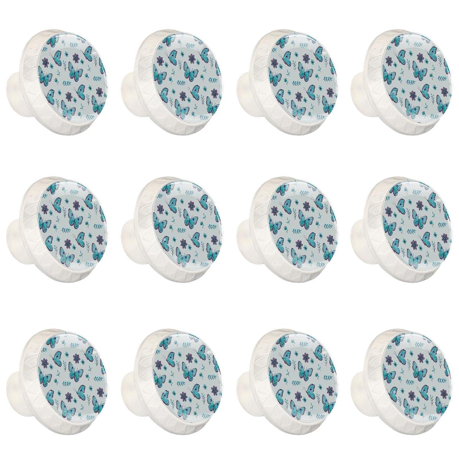 Boutons décoratifs ronds papillons bleus pour relooker vos tiroirs de cuisine