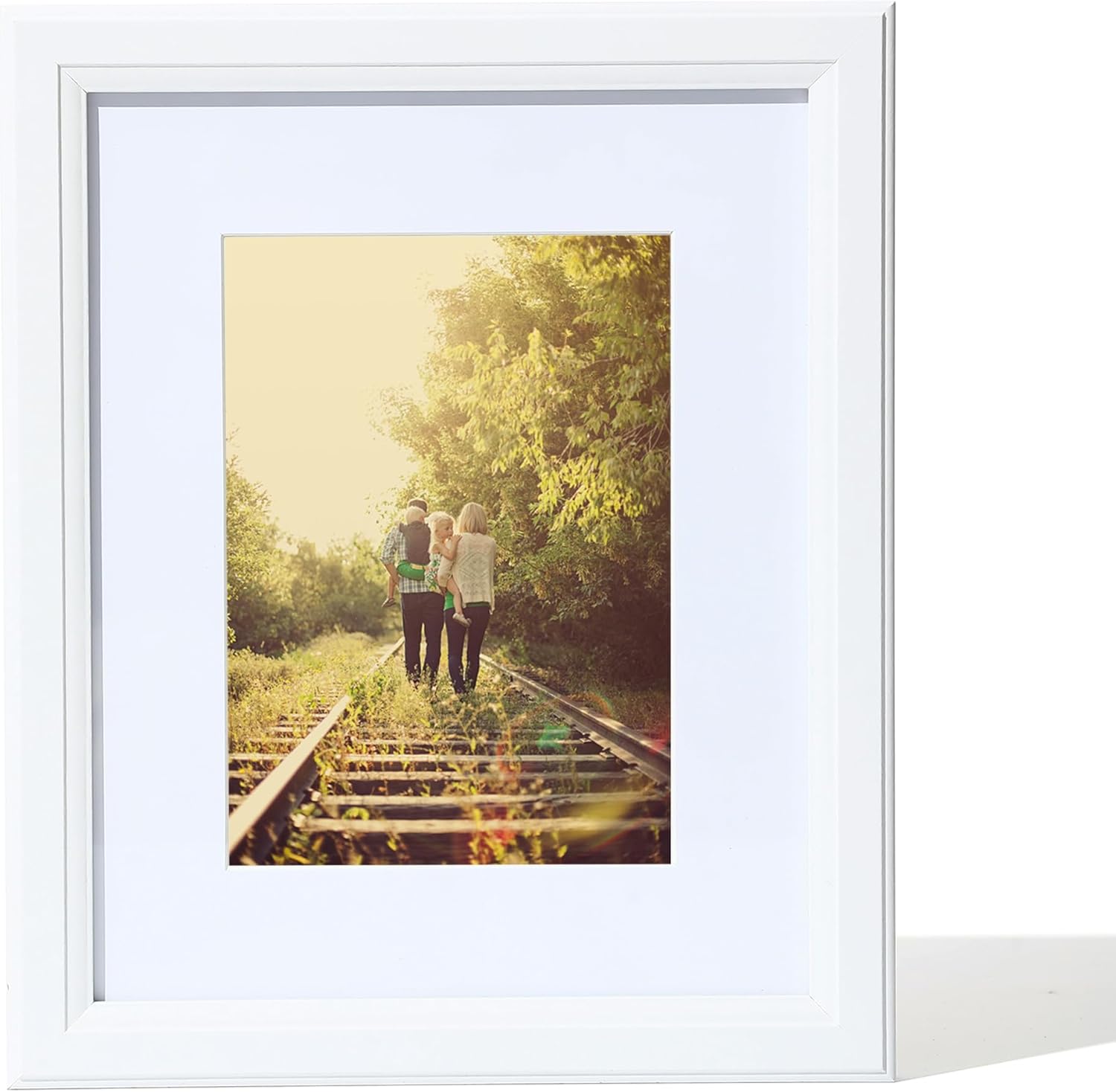 KTKDE 12x16 Picture Frame in white- Use as 8.5x11 certificate frame with Mat or 12x16 Frame Without Mat -Modern Style Wood Composite Frame, with Tempered Glass - diploma frame Formats for Wall 1pcs-White Woodgrain 12x16