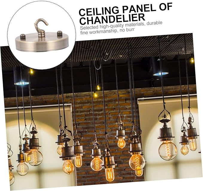 UKCOCO UKCOCO Kroonluchter Plafondlade Plafondlamp Plaat Hangende Grondplaat Lamp Decoratie Plafond Lichtkap Luifel Kit Kroonluchter Afdekplaat Zwarte Luifelset Ijzer Ringen Haak photo 2