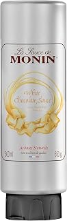 MONIN White Chocolate Sauce 500ml for Frappes, Desserts, Cocktails, Hot Chocolates and Garnishes. Vegetarian, Nut-Free, Gluten-Free. 100 Percent Natural Flavour. Squeezy Bottle for Easy Use