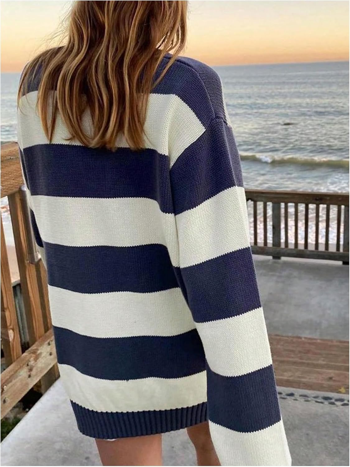 Verdusa Women's Old Money Tops Striped Sweater Color Block Long Sleeve Pullovers Sweaters Trendy Clothes - Image 2