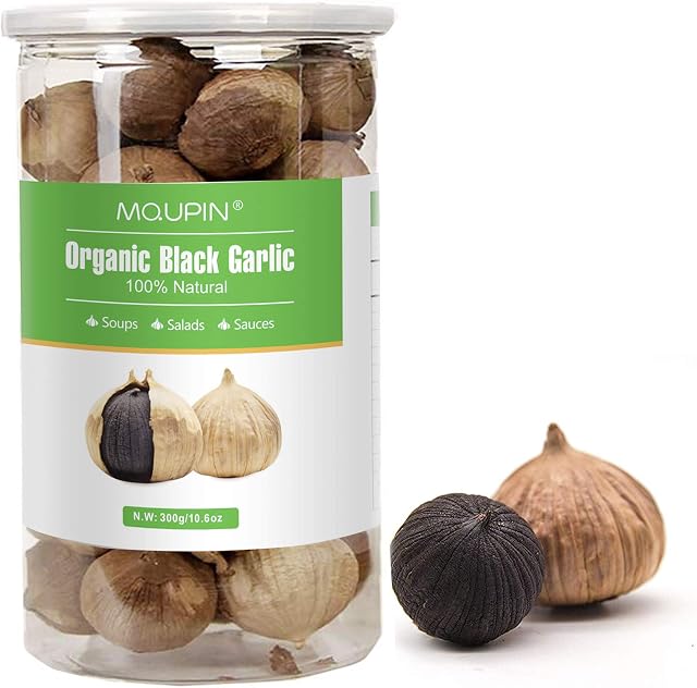 Black Garlic Whole,MQUPIN 250g Fresh Garlic Whole Bulbs All Natural ,Whole Fermented for 90 Days Black Pearl Garlic, 0 additives, Ready to eat,Chemical Free Anti-Aging Improve Sleeping(8.8oz)