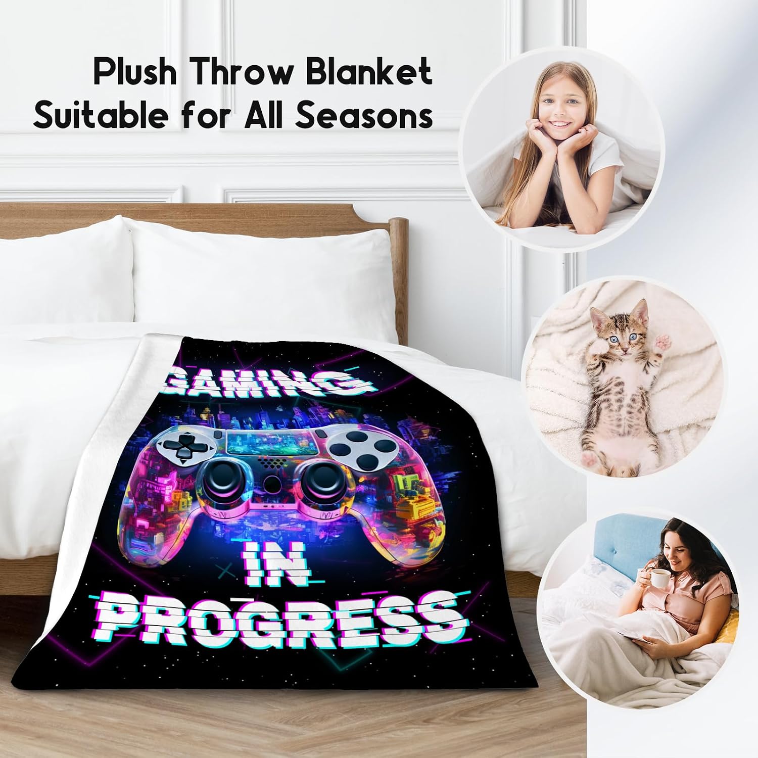 Blanket for Boys - Gaming Blankets for Kids Teens - Cool Gamer Gifts for Son - 50x60 Inches Cozy Fleece Throws
