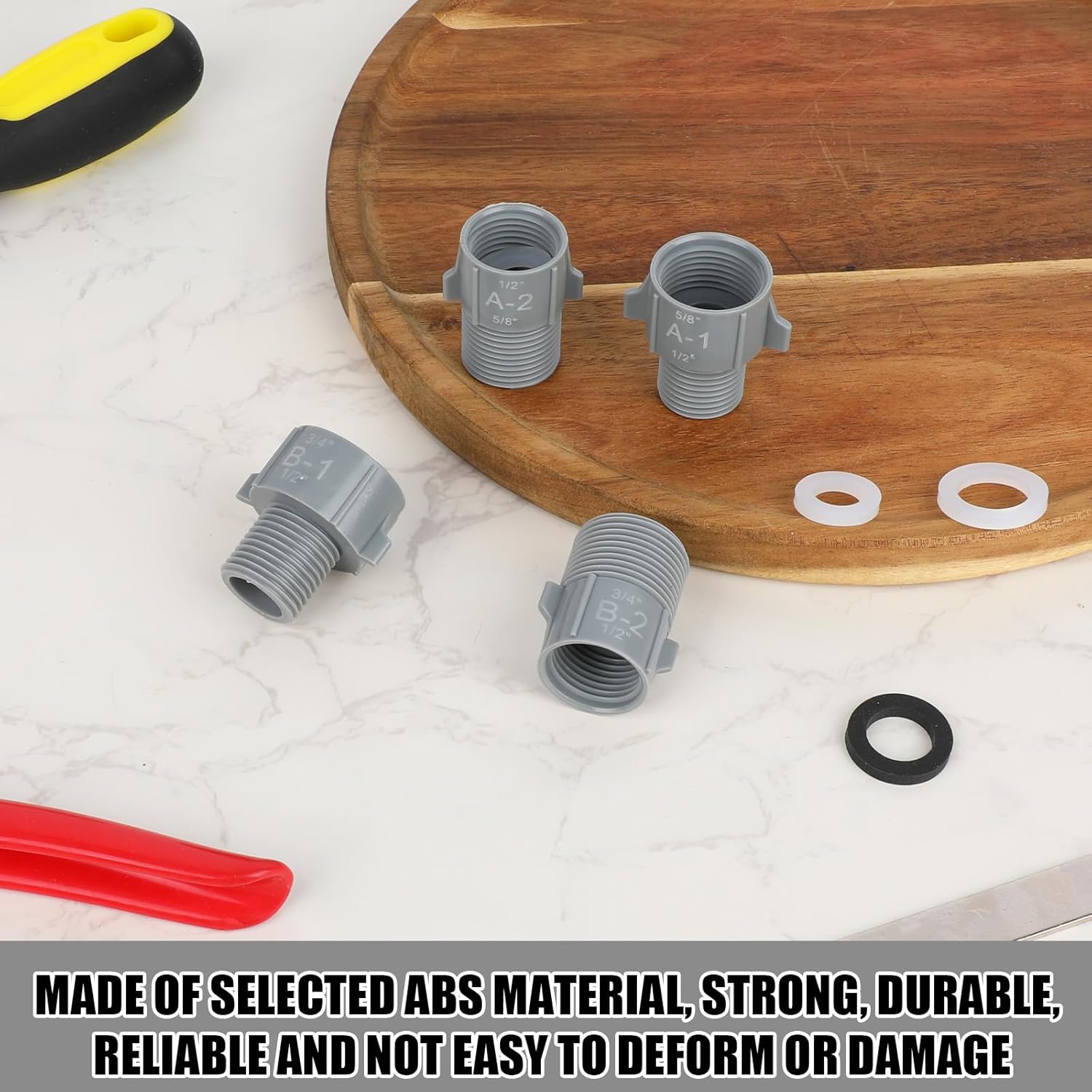 8pcs 1/2" 3/4" 5/8" Pipe Conversion Connector with 8 Washers, Water Pipe Interface Converter 1/2" to 3/4" NPT & 1/2" to 5/8" NPT Male to Female Fitting for Hose Diameter Change