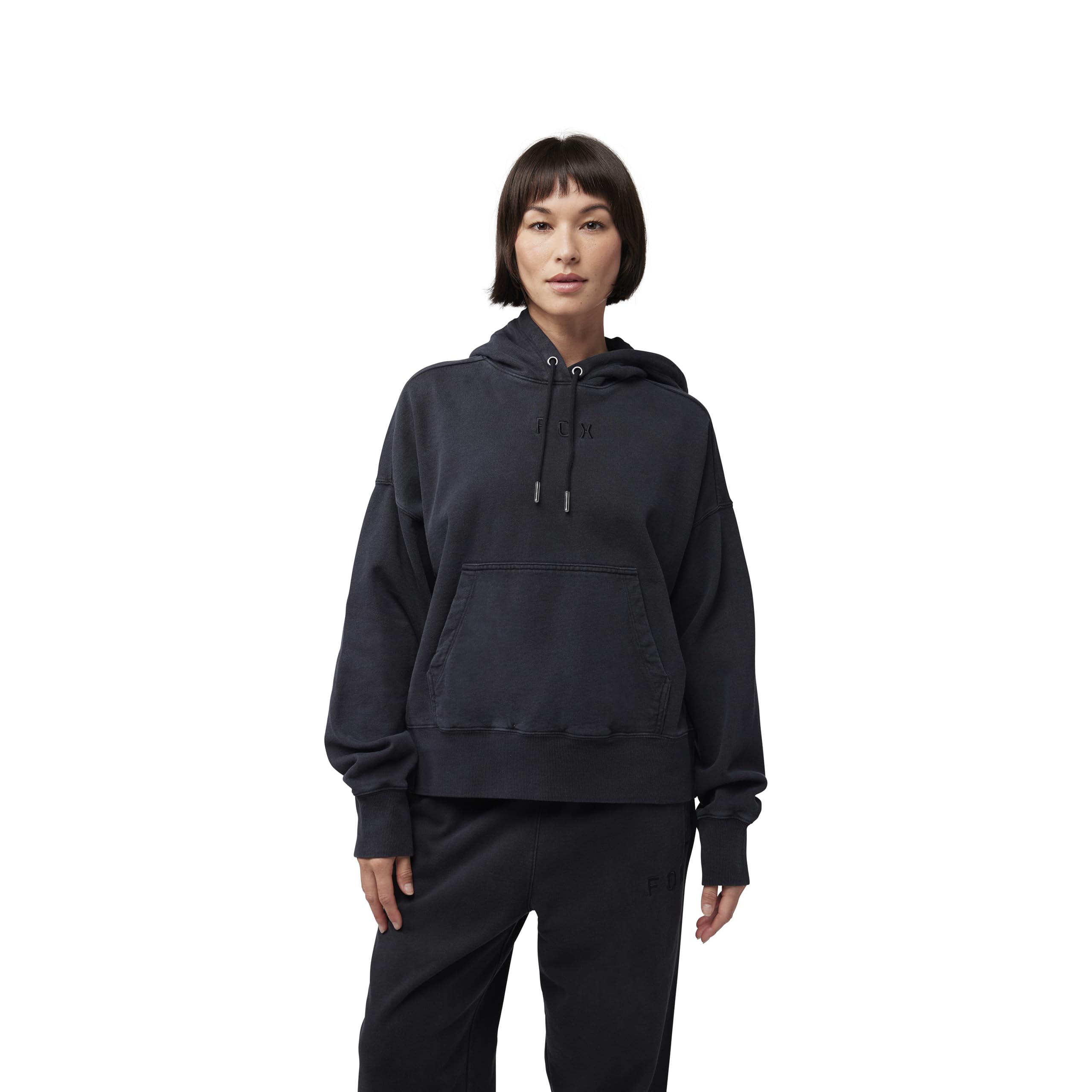 Fox Racing Women's Standard Wordmark Oversized Fleece Pullover, Black