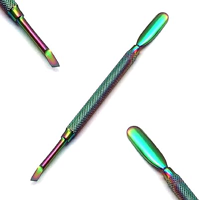 OdontoMed2011 Cuticle Pusher Nail Art & Uv Gel Nail Polish Remover Tool for Fingernail Polish Manicure pedicure cuticle trimmer. (Nail Cuticle Cleaner) Multi Titanium Rainbow Color (Stayle 3)