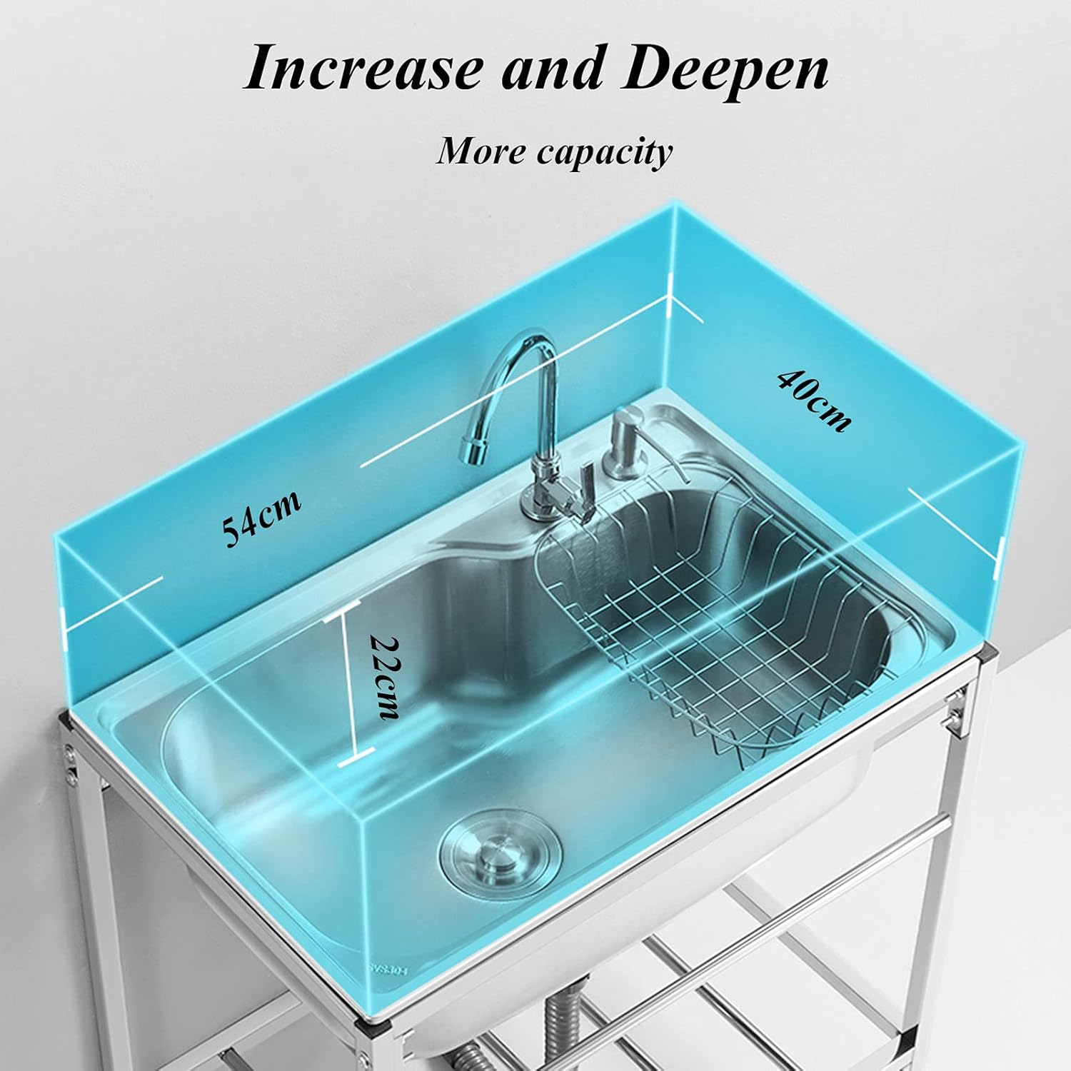 Freestanding Laundry Utility Sink with Bracket and Drainage Kit, Bathroom Vanity with Sink for Laundry Room, Utility Room, Garage, Basement, Washing Room, Outdoor and Indoor